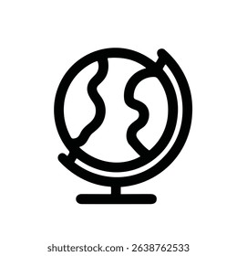 Minimalist Outline Earth Globe Geography Learning Symbol Icon Illustration