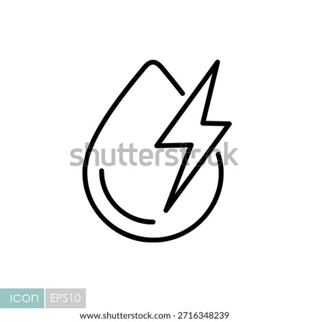 Minimalist outline e-fuel icon with drop and lightning bolt suitable for synthetic energy and renewable fuel design concepts
