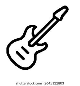 Minimalist Outline Electric Guitar Musical Instrument Illustration Line Art Icon