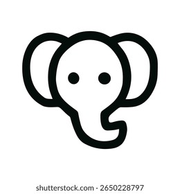 Minimalist Outline Elephant Head Icon Shape Cute Animal Mammal Graphic