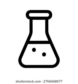 Frasco de Erlenmeyer de contorno minimalista con burbujas Icono de línea de experimento de Ciencia
