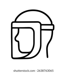 Minimalist Outline Face Shield Protection Line Drawing Medical Icon