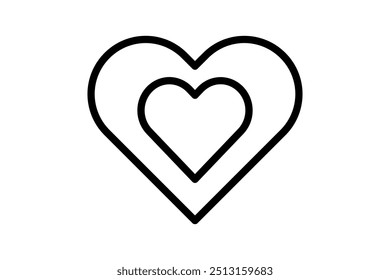 A minimalist outline featuring a heart, an arrow-pierced heart, a broken heart, and a heart in love, illustrating the emotions of love—romance, heartbreak, and joy.