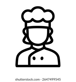 Minimalist Outline Female Chef Portrait Avatar Character Graphic Icon