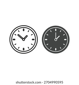 Minimalist outline and filled time clock icons vector