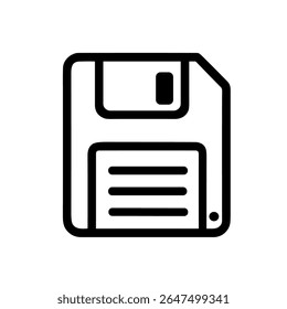 Minimalist Outline Floppy Disk Data Storage Device Technology Icon
