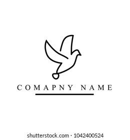 minimalist outline flying dove logo template in white background. modern flying dove logo. dove logo design for fashion and company