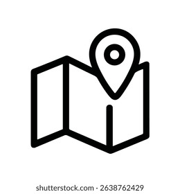 Minimalist Outline Folded Map Location Pointer Sign Shape Icon