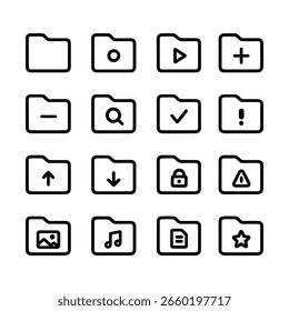 Minimalist Outline Folder Icon Set Collection for Document Management System