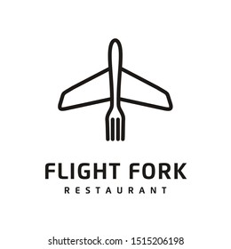 Minimalist Outline Food And Plane Logo Design