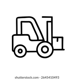 Minimalist Outline Forklift Truck Construction Vehicle Machine Industrial Icon