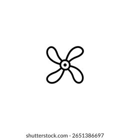 Minimalist outline of a four-bladed propeller rotated 45 degrees, representing motion and mechanical engineering.
