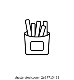 Minimalist outline of french fries in container for menu and icons