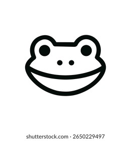Minimalist Outline Frog Head Face Animal Amphibian Simple Graphic Icon
