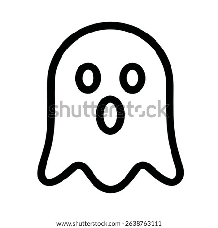 Minimalist Outline Ghost Apparition Spooky Character Frightening Silhouette Icon