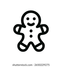Minimalist Outline Gingerbread Man Simple and Clean Icon Design Illustration