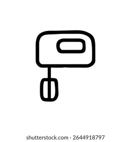 Minimalista Contorno Mão Misturador Cozinha Aparelho Cozinhar Utensil Line Art Ícone