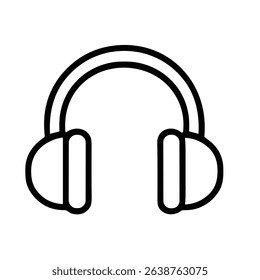 Minimalist Outline Headphones Device Listening Sound Equipment Line Art Icon