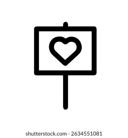 Minimalist Outline Heart on Sign Board Graphic Design Element Icon