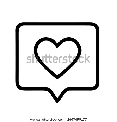 Minimalist Outline Heart in Speech Bubble Shape Symbol Icon Graphic