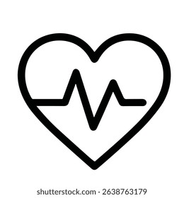 Minimalist Outline Heartbeat Heart Rate Line Icon for Medical Healthcare