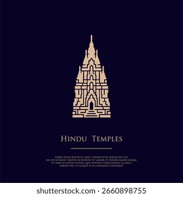 minimalist outline of a Hindu temple complex,