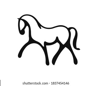 Minimalist outline horse icon logo template vector illustration