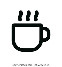 Minimalist Outline Hot Drink Cup with Steam Aroma Icon Illustration