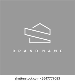 minimalist outline of house with initial C logo vector