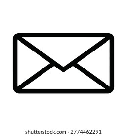 Minimalist outline icon of a classic postal envelope with envelope, communicatio
