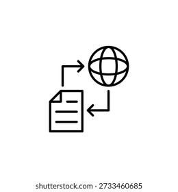 Minimalist Outline Icon Of Document Transfer To Global Network Connection