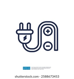 Minimalist Outline Icon of an Electrical Plug with Circuitry for Energy Connection and Power Supply Illustration
