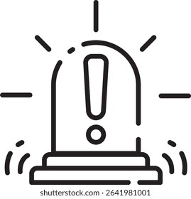 Minimalist outline icon of an emergency alert siren, ideal for warning systems, alert notifications, and interface UI elements.
