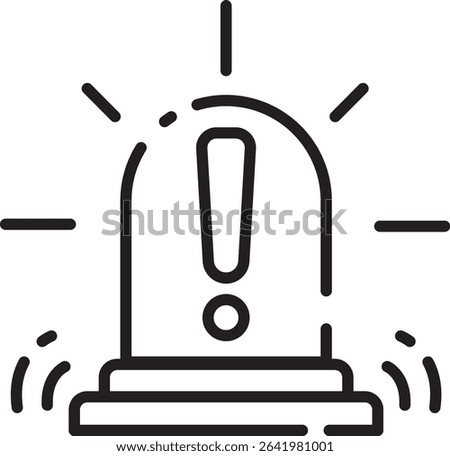Minimalist outline icon of an emergency alert siren, ideal for warning systems, alert notifications, and interface UI elements.