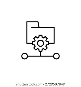 Símbolo Abstrato de Conexão de Rede de Cogwheel de Pasta de Contorno Minimalista