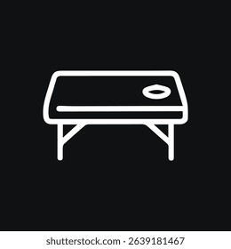 A minimalist outline icon of a gaming desk, symbolizing a dedicated space for work, gaming, and productivity in a modern style.