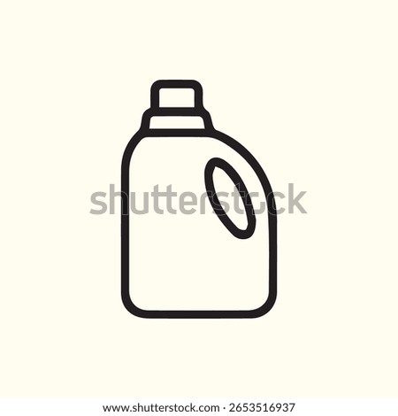 A minimalist outline icon of a laundry detergent bottle offers a clean and modern look, ideal for illustrating home cleaning essentials.