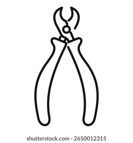 Minimalist outline icon of a pair of pliers holding an unseen object