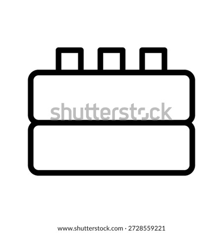 A minimalist outline icon representing a building block, symbolizing construction and play. Kids and Toys single line icon UI design.