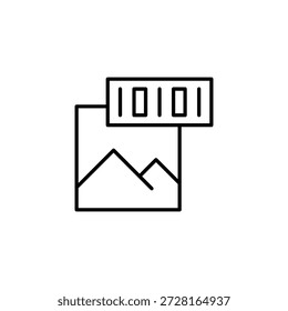 Ícone De Contorno Minimalista Que Representa O Processamento E A Análise De Dados De Imagem Digital