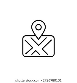 Minimalistisches Umrisssymbol, das den Ort für die Zustellung von Post und Post darstellt