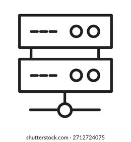 Minimalistisches Umrisssymbol eines Serverracks. Perfektes Vektorsymbol für Webhosting, Cloud Computing, Datenspeicherung und Netzwerkinfrastruktur.
