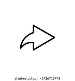 Minimalist outline icon of a share or reply arrow pointing right, depicting forward action