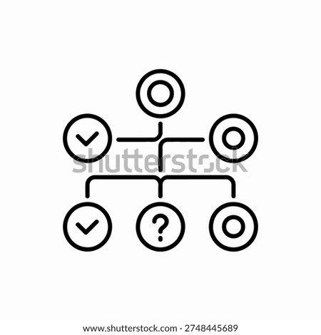 Minimalist outline icon showing validation steps and logic