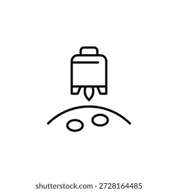 Icono De Esquema Minimalista Del Lanzamiento Del Cohete Espacial Desde La Superficie Lunar Para