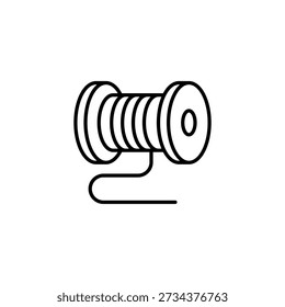 Minimalist Outline Icon Of A Spool With Wire For Industrial Or Crafting