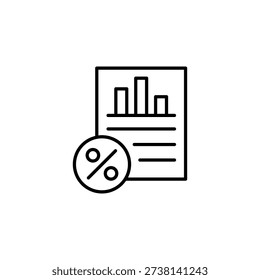 Minimalist Outline Icon Of Statistical Document With Bar Chart And Percentage