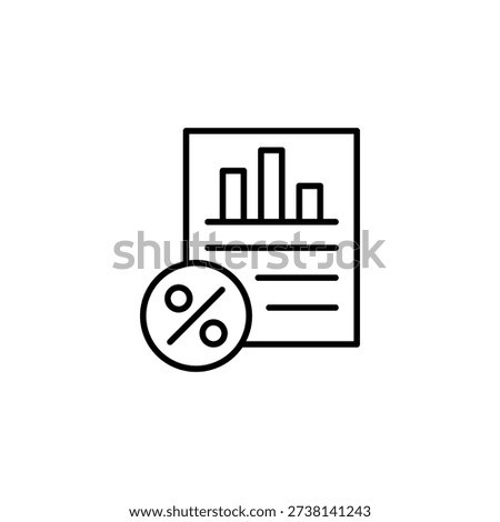 Minimalist Outline Icon Of Statistical Document With Bar Chart And Percentage