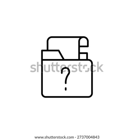 Minimalist Outline Icon For Unknown Document Or Inquiry Folder With Question