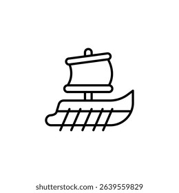 Minimalist Outline Illustration Of Ancient Ship With Transparent Background